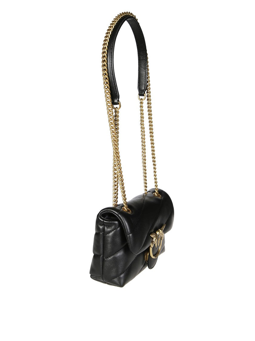 Pinko Black Quilted Baby Sheep Nappa Shoulder Bag