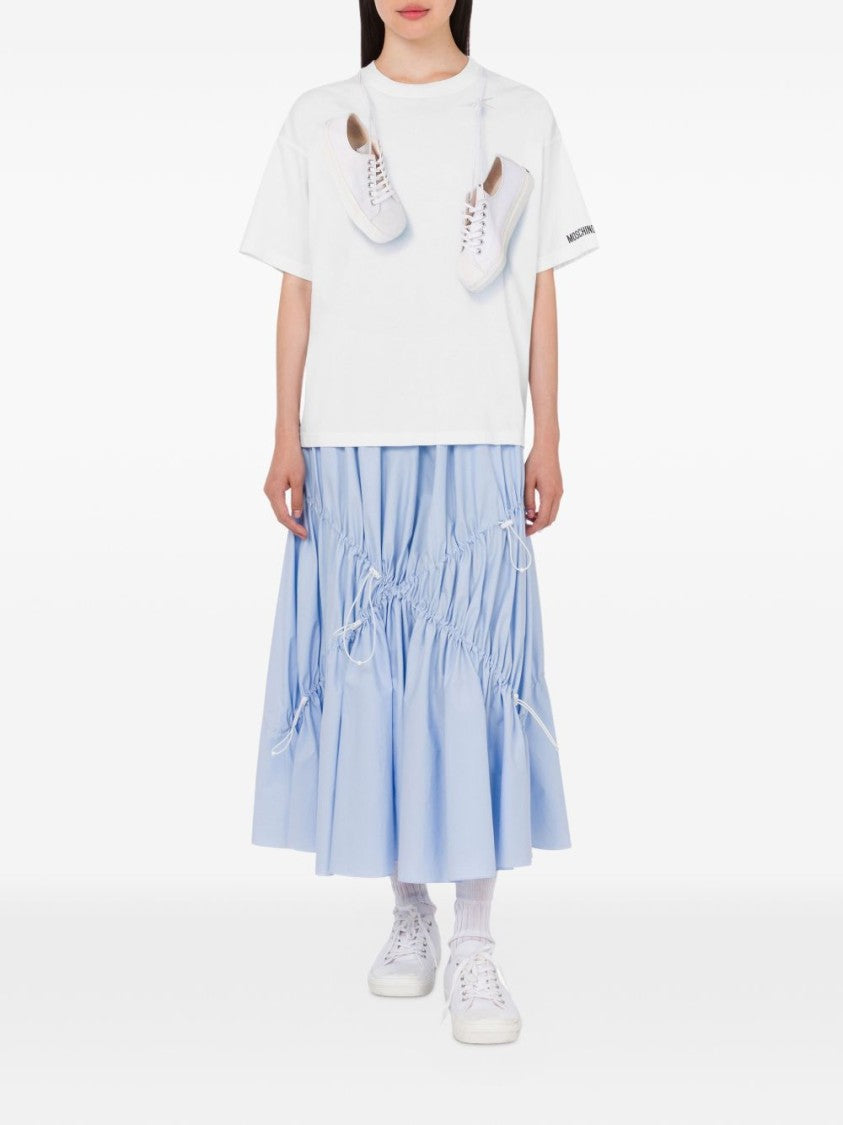 Moschino White Silk And Nylon Button Top