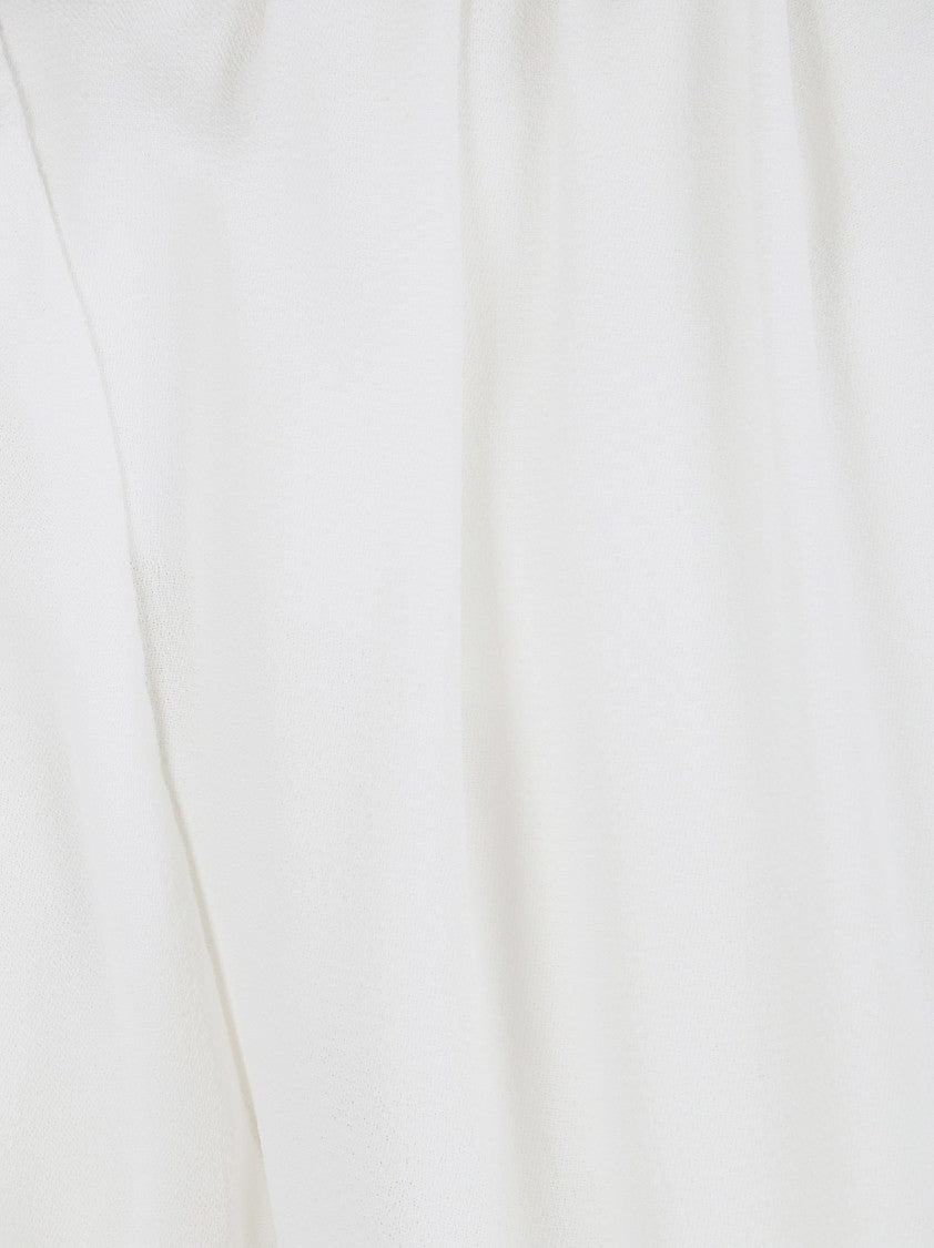 Elisabetta Franchi High Neck White Viscose Shirt With Gathered Details