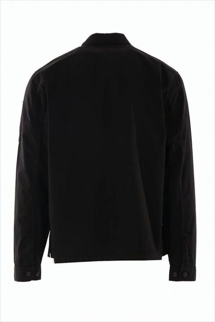 C.P. Company Boxy Cropped Black Shirt With Classic Collar