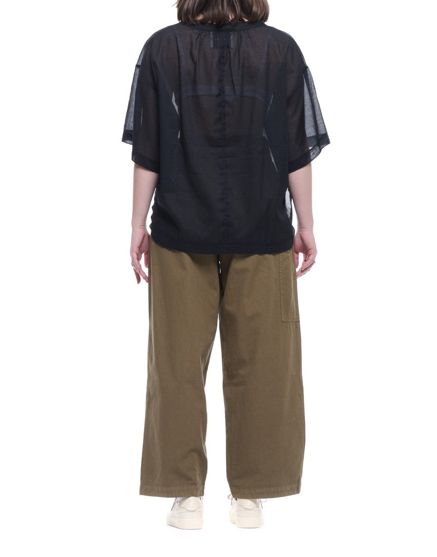 Eat Dust 673 Wide Round-Leg Pleated Carpenter Trousers With Utility Pocket