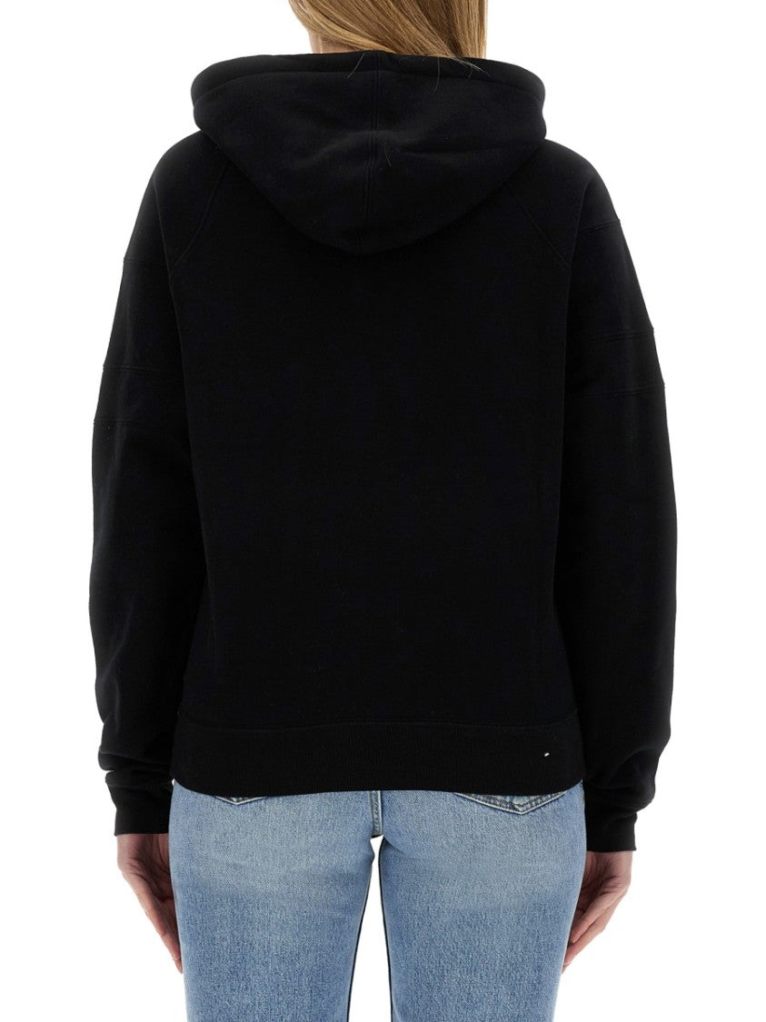 Saint Laurent Relaxed Fit Cotton Hoodie With Drawstring Hood