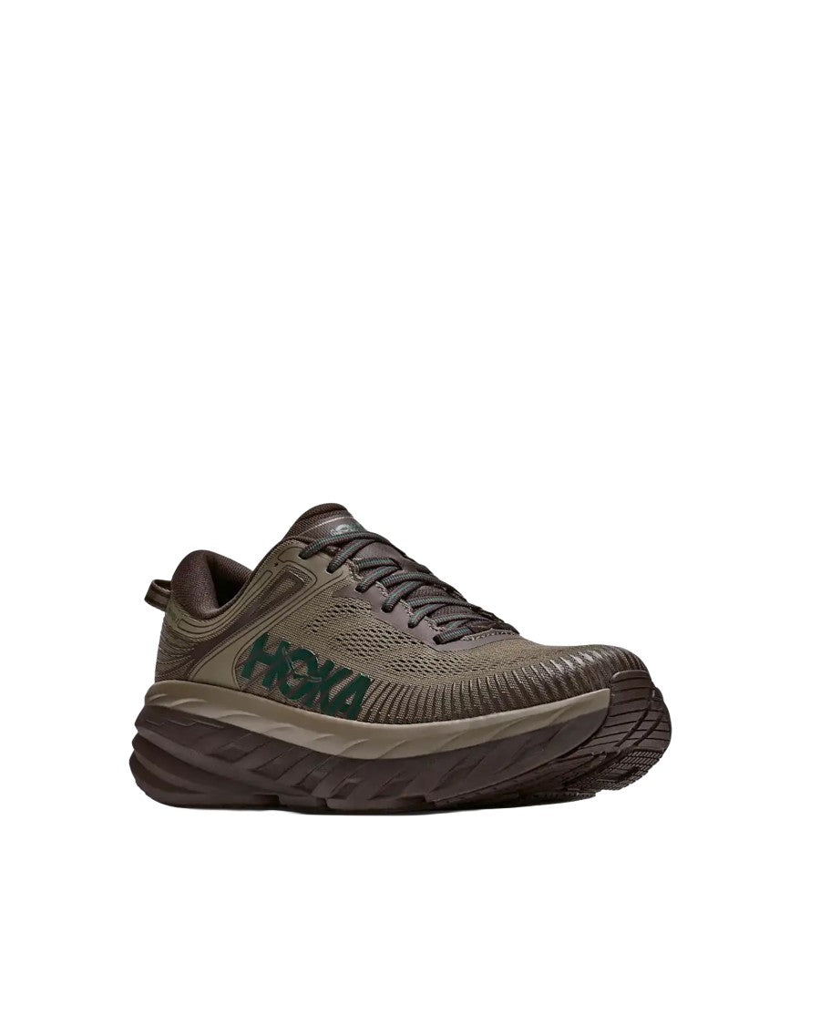 Hoka Antique Olive Bondi 7 Colorblock Breathable Sneakers