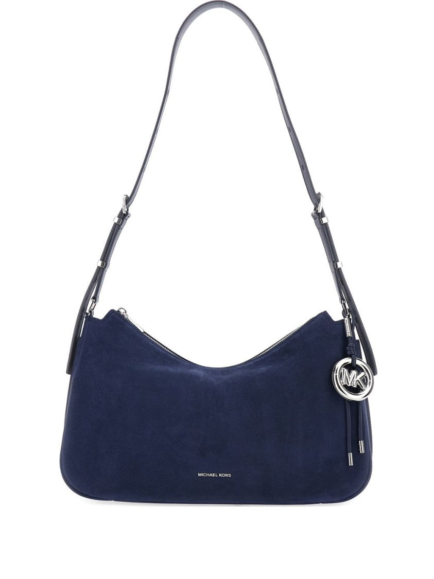 Michael Kors Curved Blue Leather Shoulder Bag
