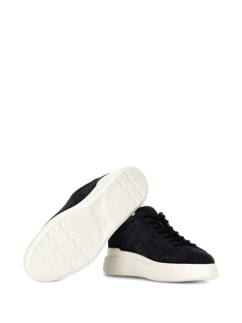 Hogan Black Leather Sneakers With Logo-Embellished Side Panels