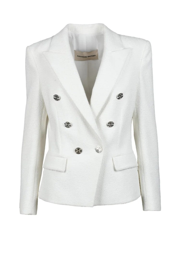 Alexandre Vauthier Double-Breasted Cotton Polyamide Jacket - White