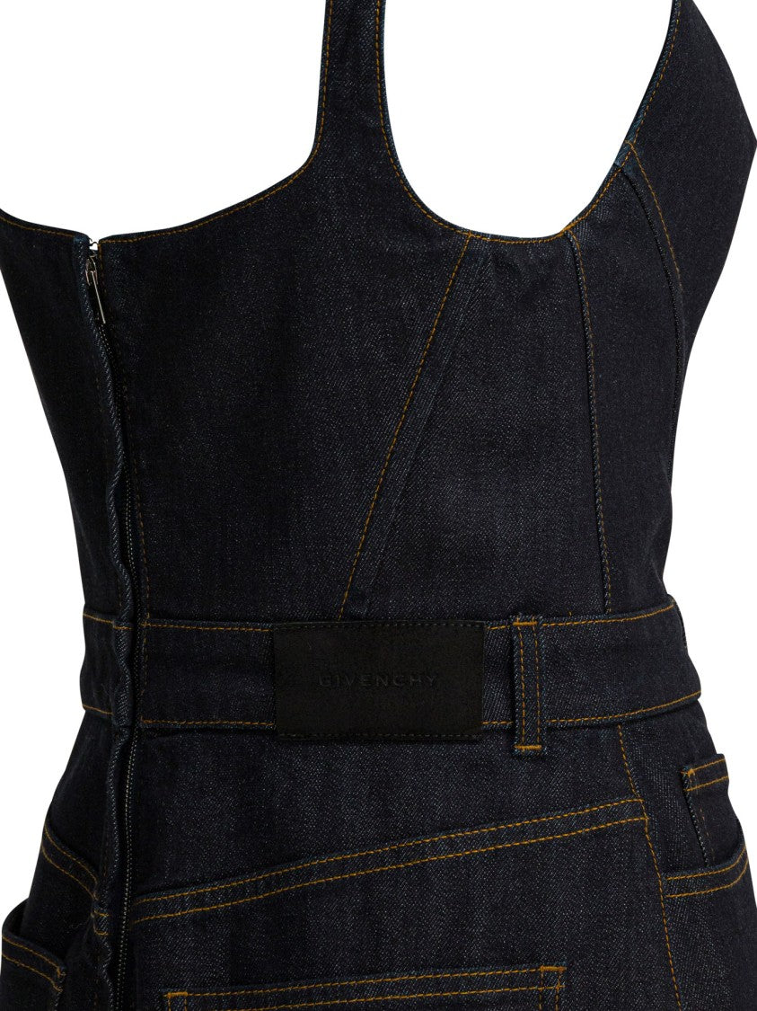 Givenchy Fitted Midi Sheath Dress In Raw Denim