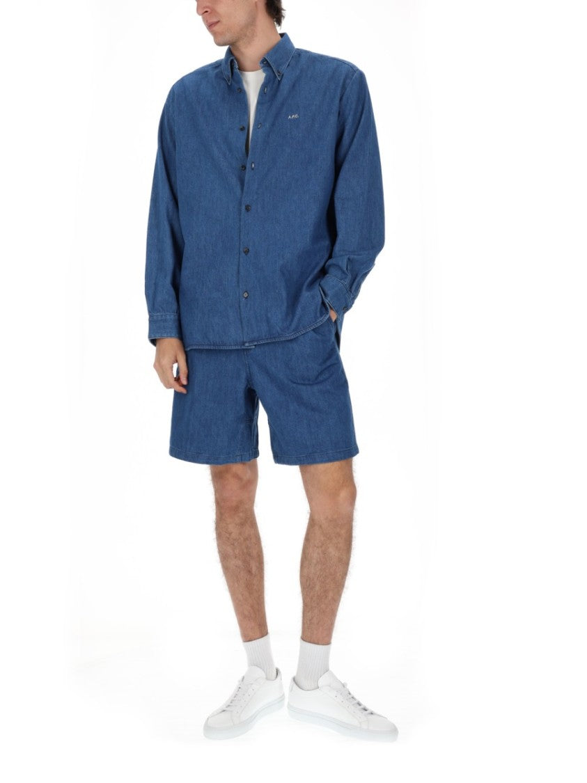 A.P.C. Norris Medium Blue Utility Shorts