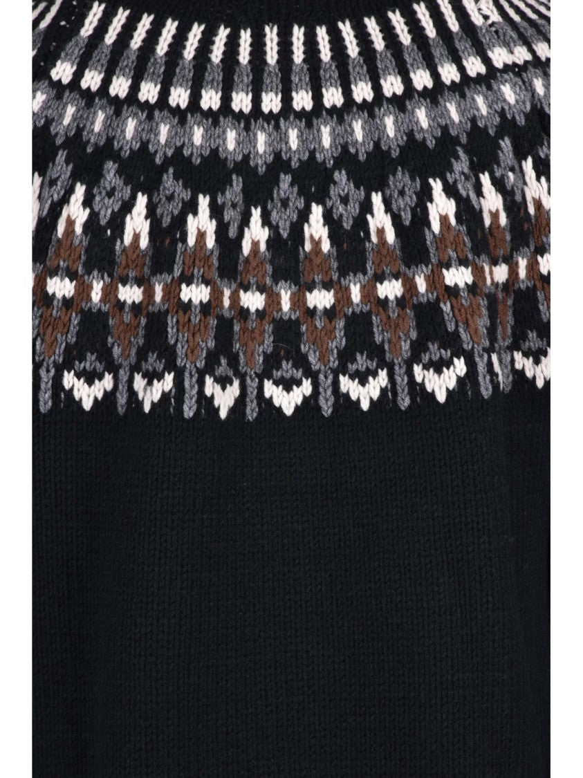 Dondup Black Wool-Blend Ribbed High Neck Sweater