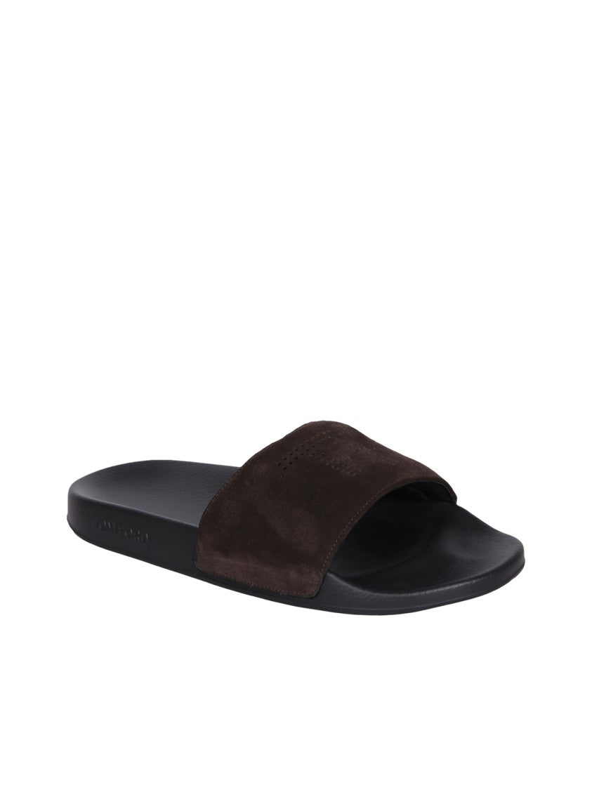 Tom Ford Brown Soft Suede Strap Sandals
