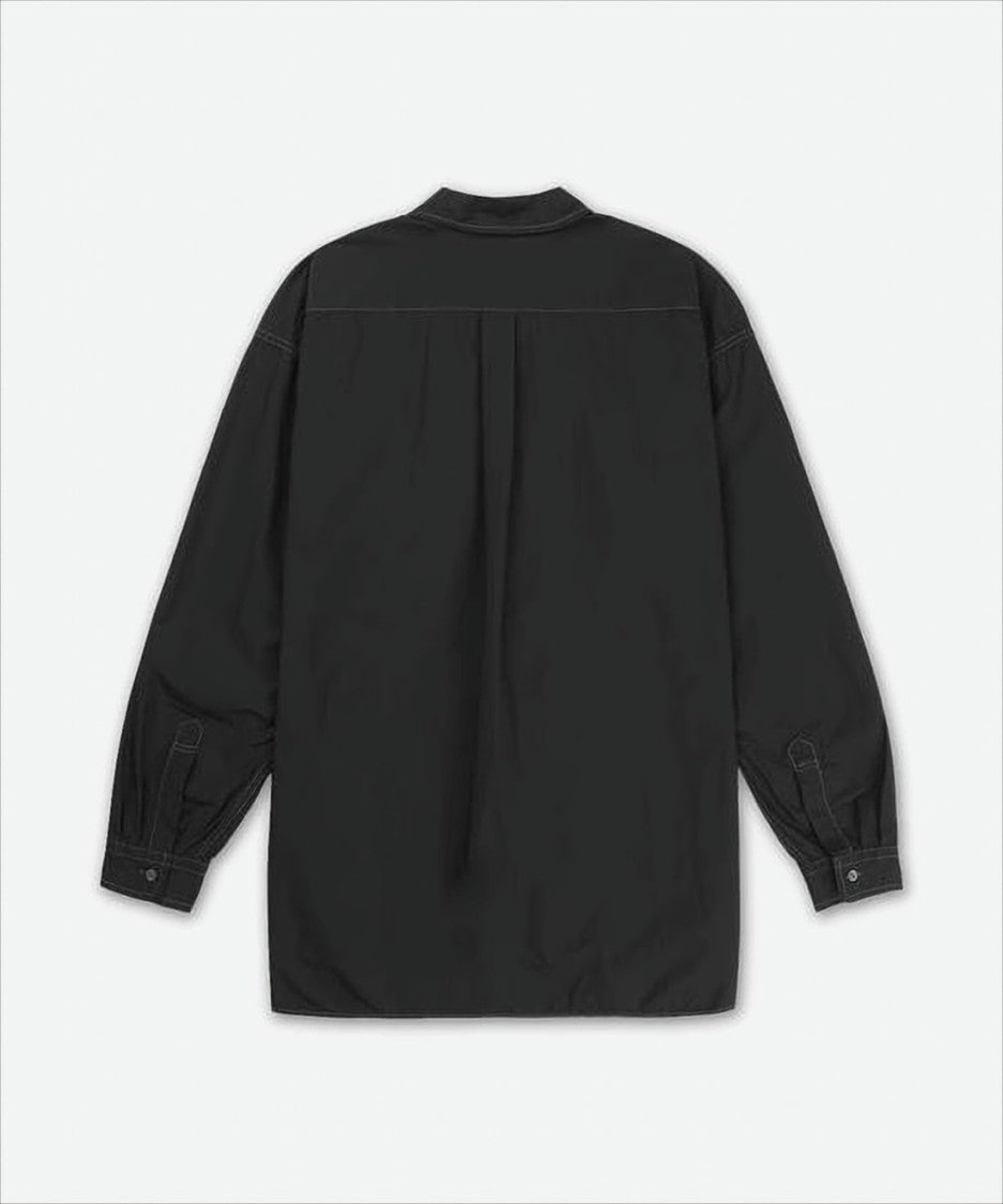 And Wander Structured Black Denim Shirt With Classic Collar And Flap Pockets