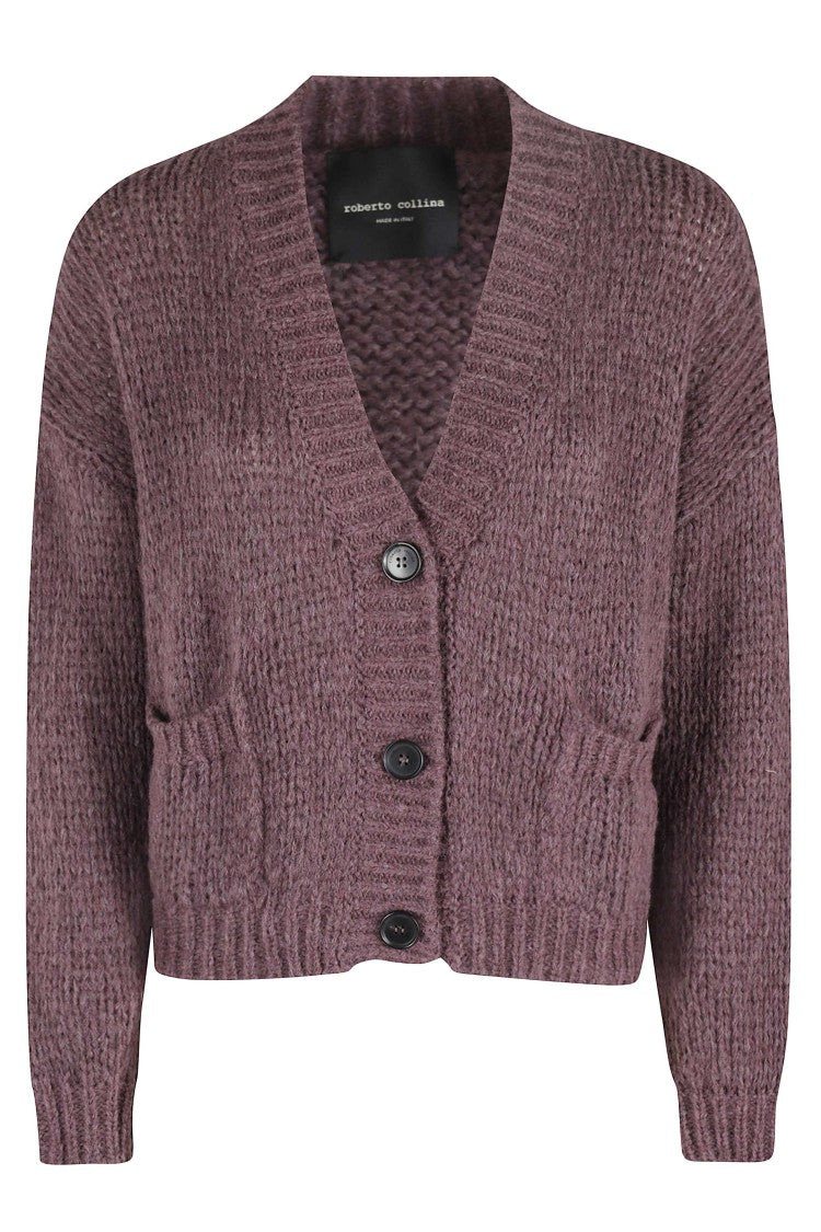 Roberto Collina Burgundy Knit Cardigan With Dropped Shoulders