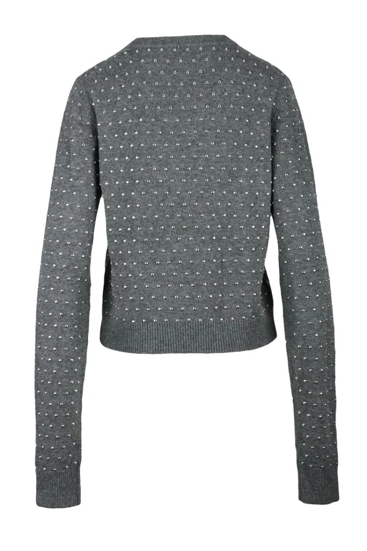 Sportmax Sierra Cropped Sweater With Studs - Grey