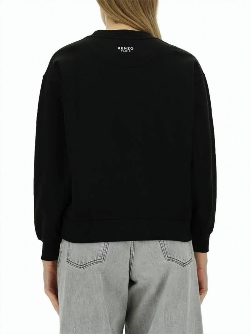Kenzo Long-Sleeve Cropped Sweatshirt With Ribbed Cuffs And Embroidered Logo