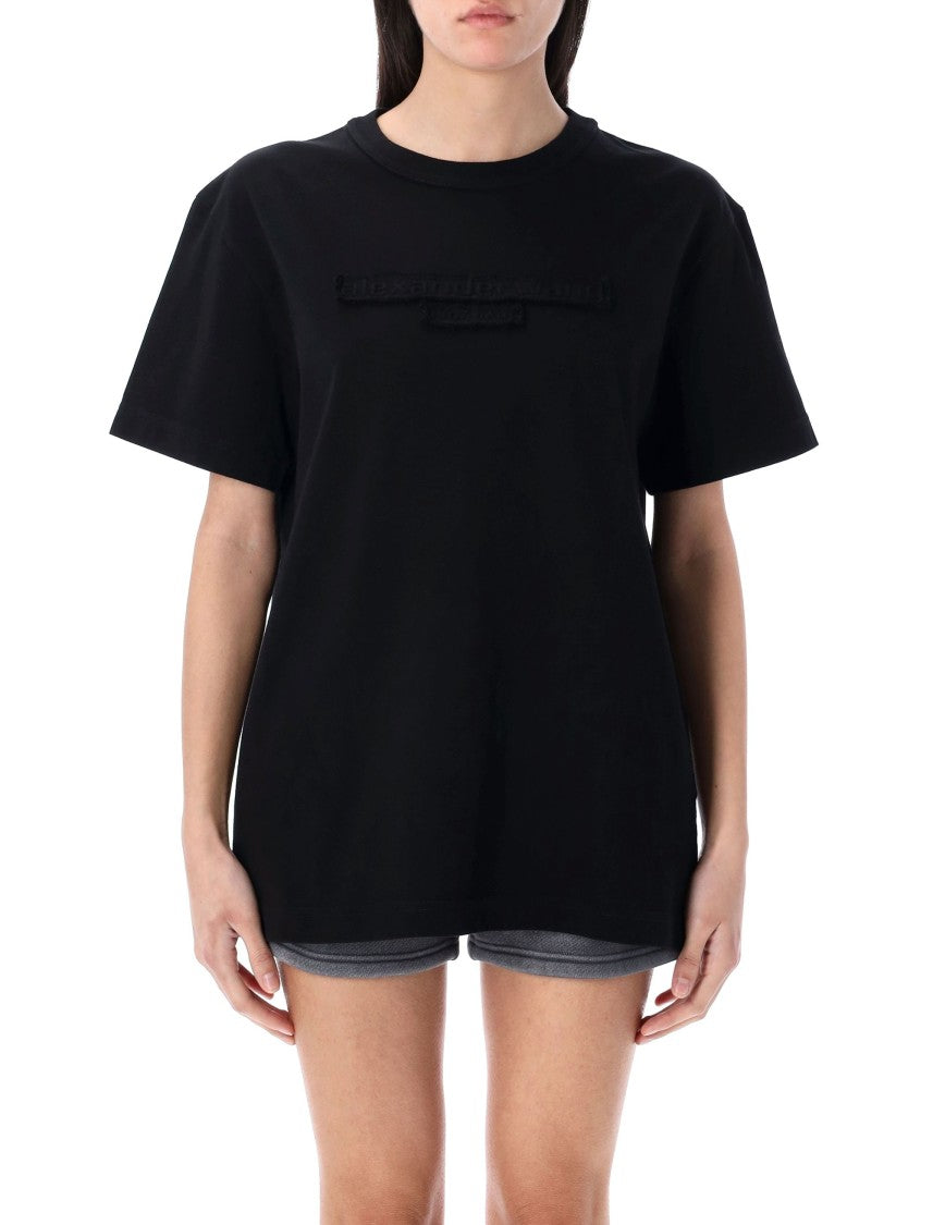 Alexander Wang Distressed Logo T-Shirt With Ribbed Crewneck