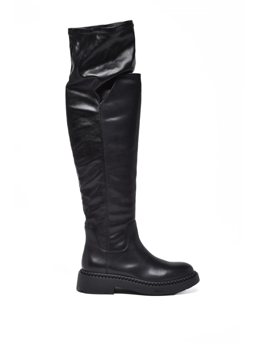 Ash Black Leather Stretch Boots