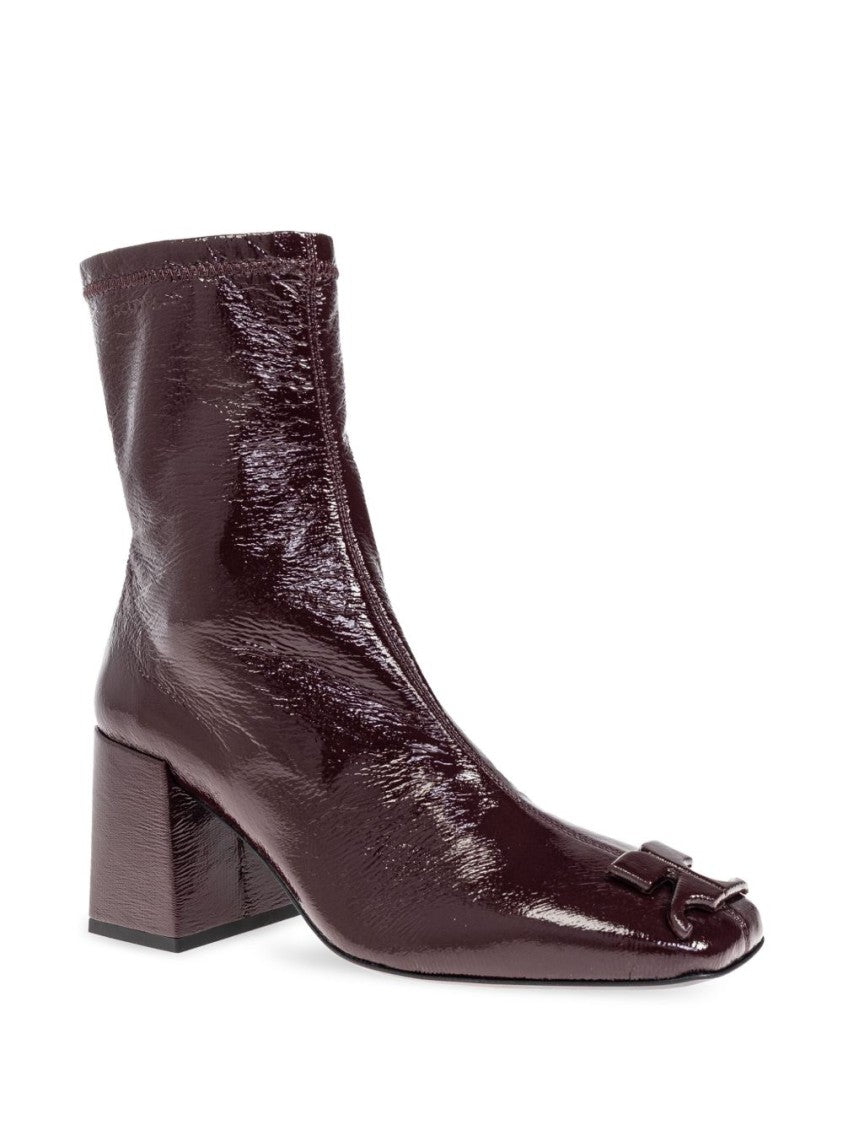 Courrèges Glossy Burgundy Ankle Boots