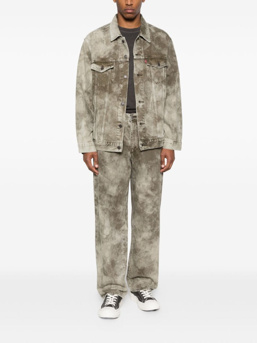 Levi's Washed Grey Denim Jacket With Mottled Design
