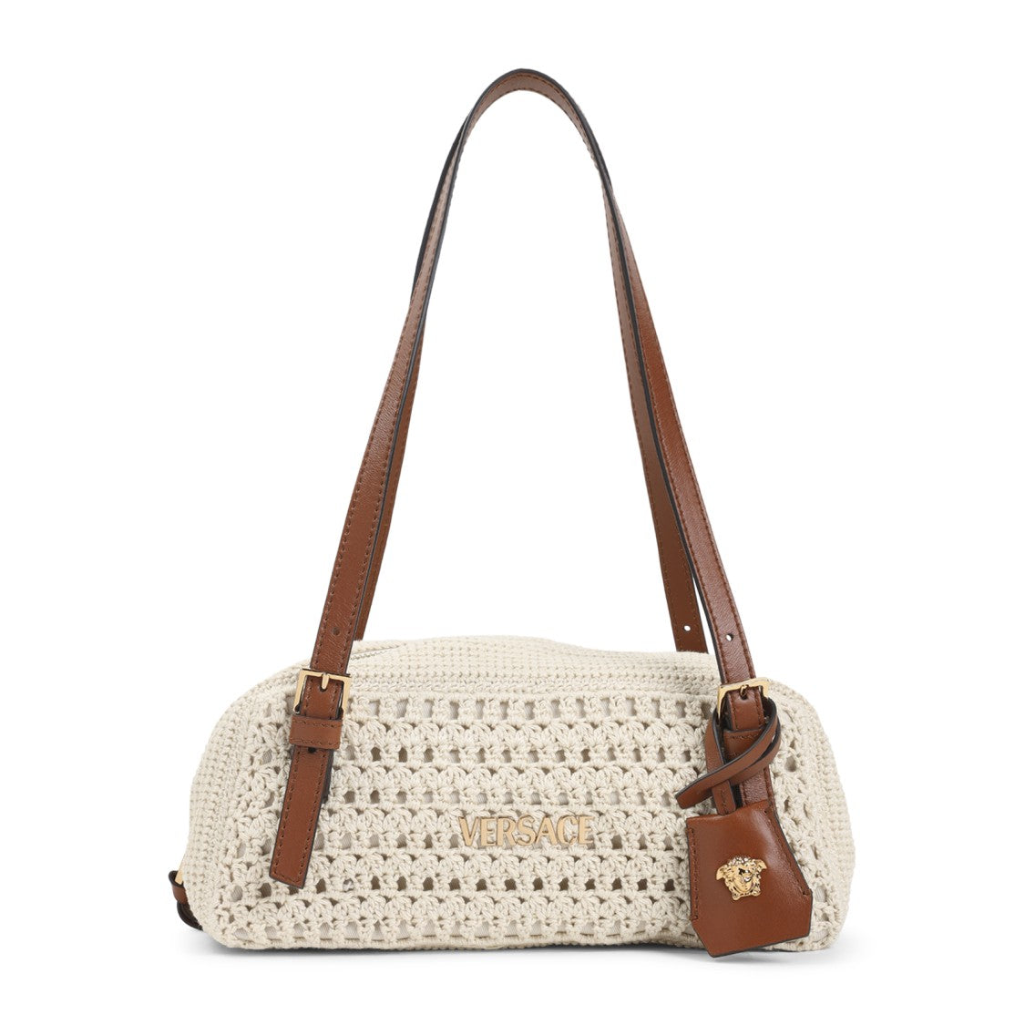 Versace Woven Cotton Shoulder Bag With Medusa Emblem