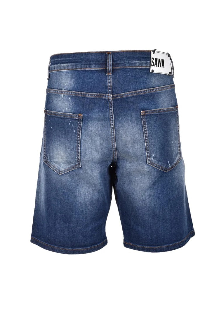 Takeshy Kurosawa Denim Bermuda Shorts With Subtle Distressing