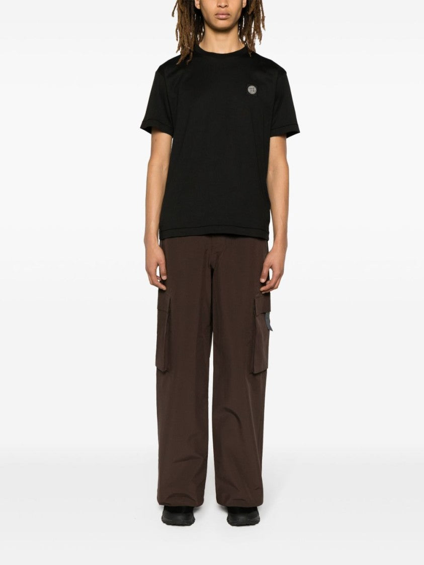 Stone Island Slim Fit Black T-Shirt With Logo Patch