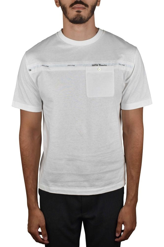 Palm Angels White Cotton T-Shirt With Chest Pocket