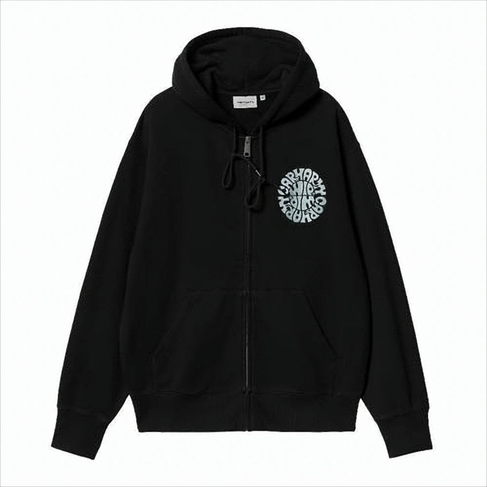 Carhartt Wip Black Zip-Up Hooded Sweatshirt