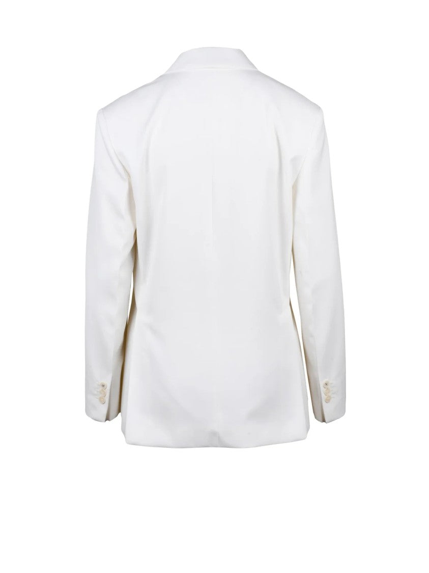 Victoria Beckham White Wool-Blend Double-Breasted Jacket