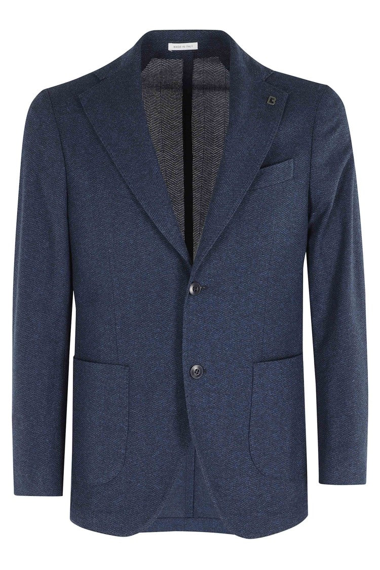 Breras Milano Blue Cotton Resca Single-Breasted Jacket