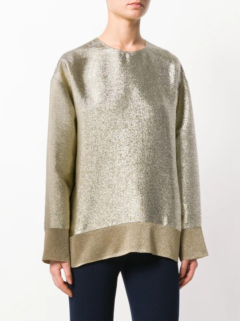 Stella Mccartney Gold Boxy Metallic Metallic Sweater