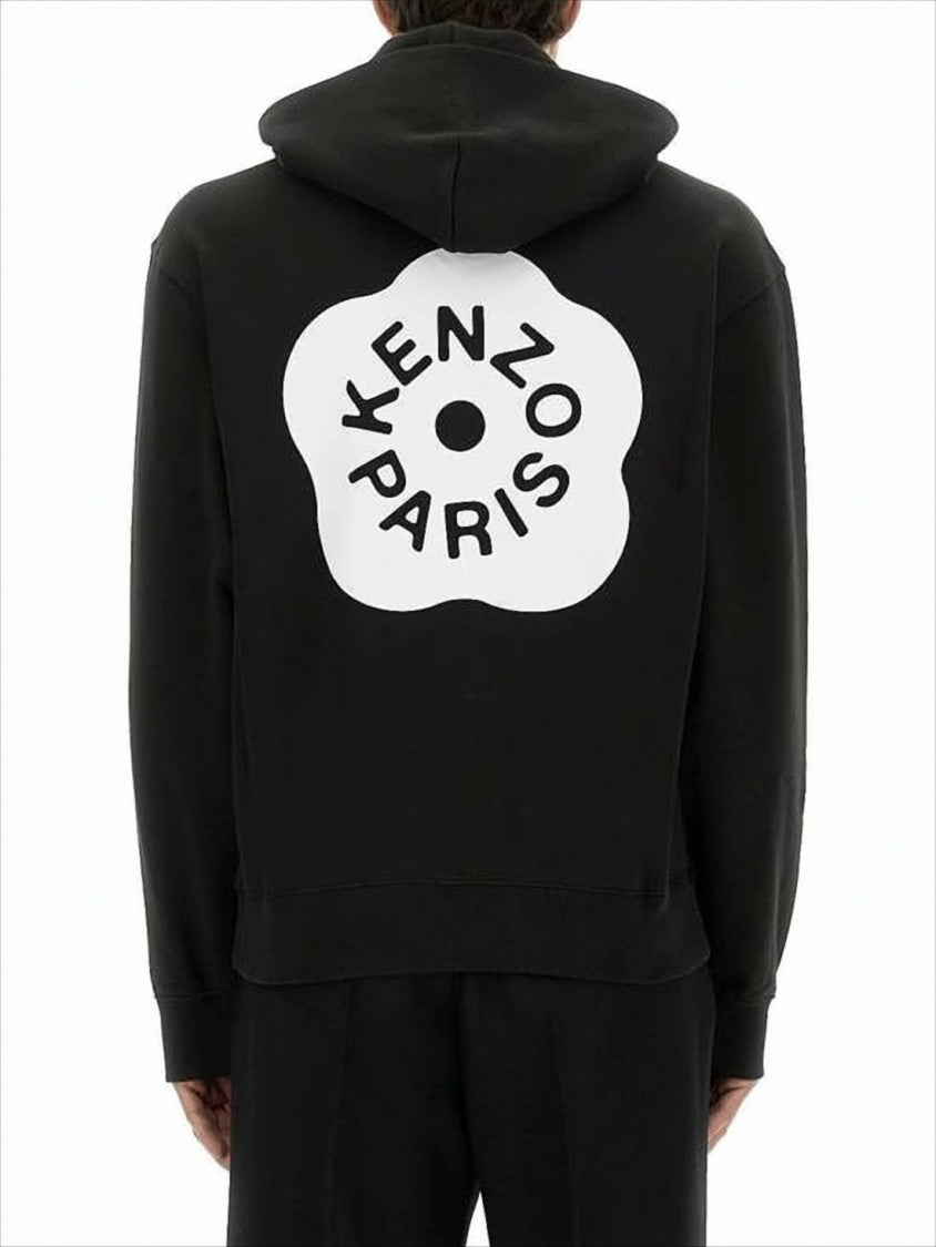 Kenzo Relaxed Fit Black Hoodie With Floral Logo And Graphic