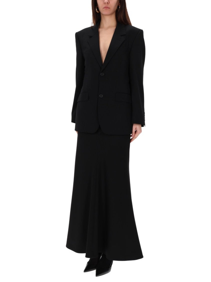 Balenciaga Structured Wool Tailored Blazer With Notched Lapel