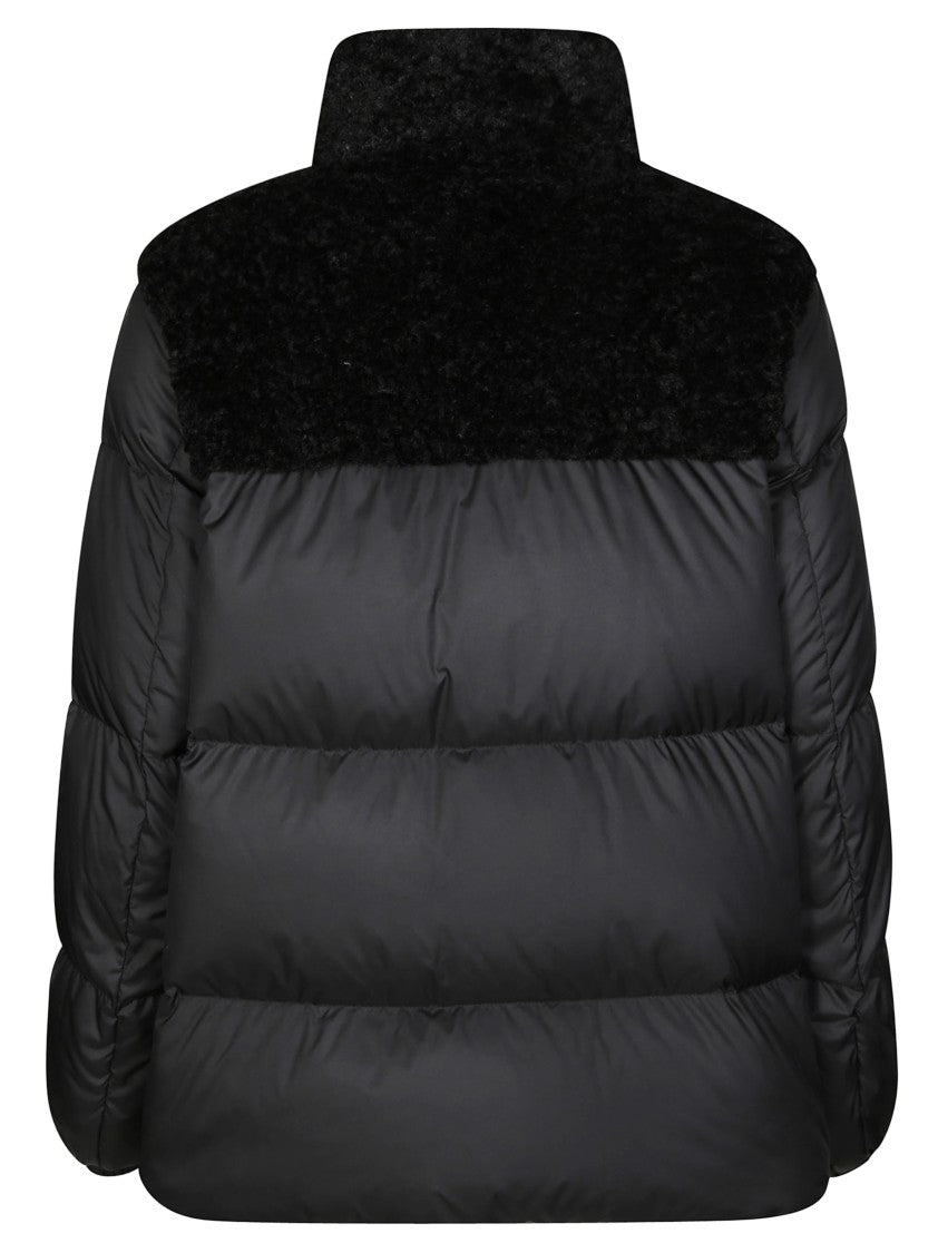 Moncler Fitted Black Jacket With High Collar