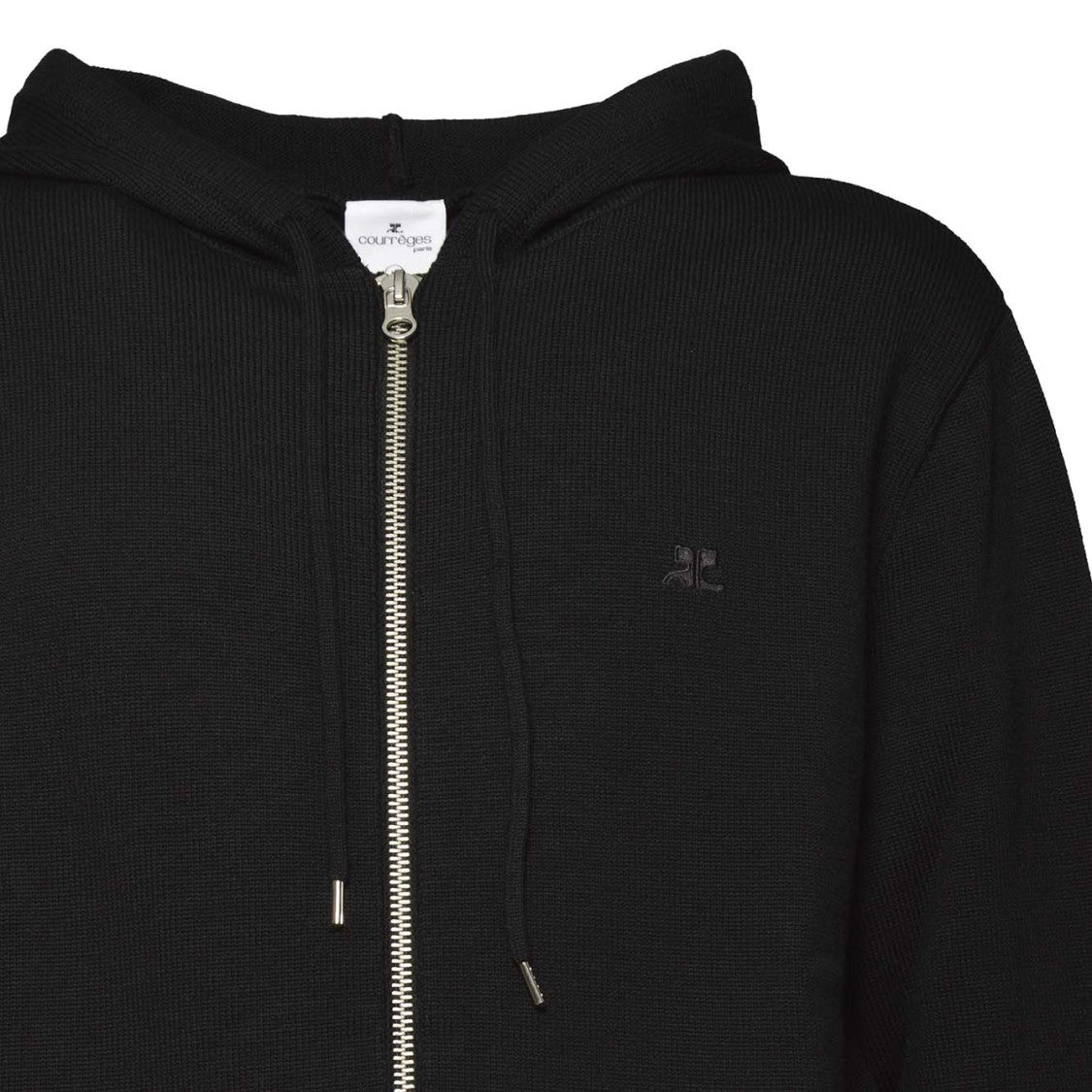 Courrèges Black Wool Zipped Hoodie