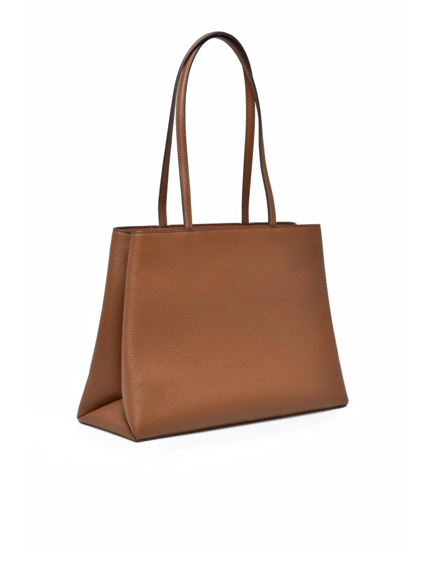 Tory Burch Structured Calfskin Leather Tote Bag With Suede Interior