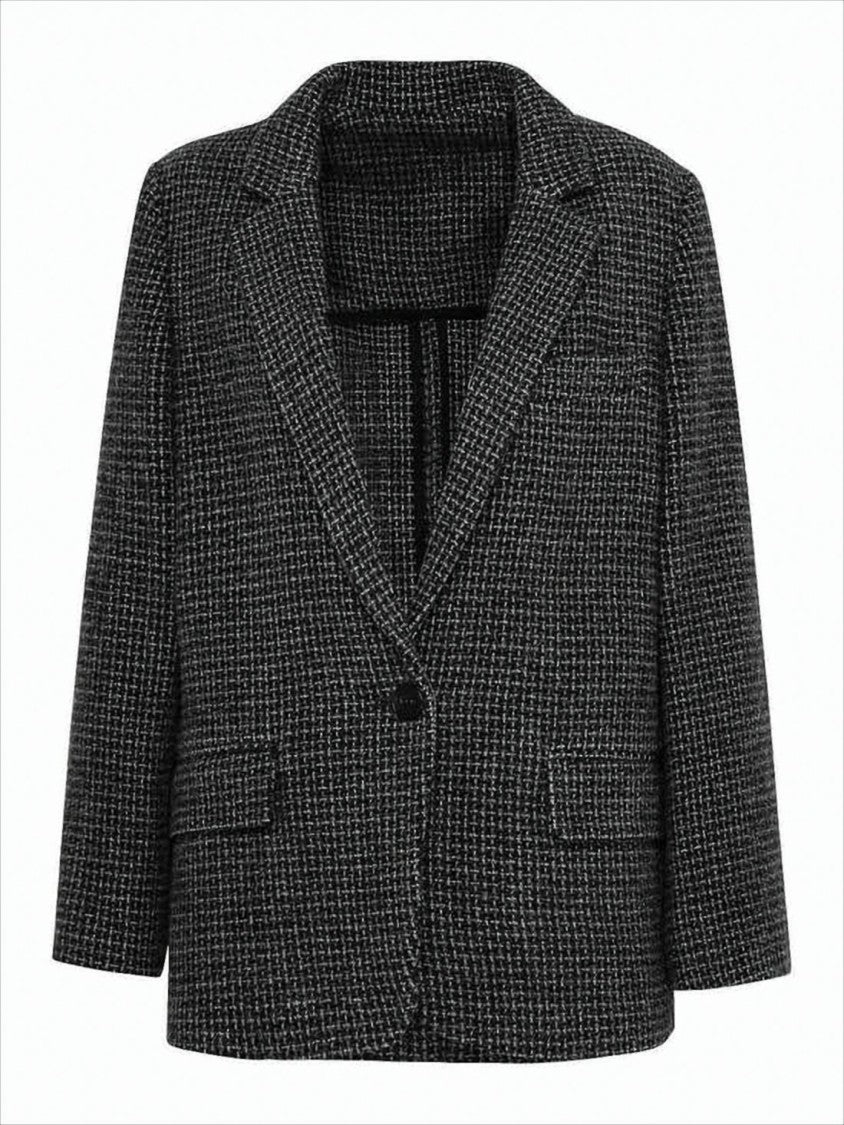 Isabel Marant Textured Grey Blazer With Notched Lapel And Subtle Check Pattern