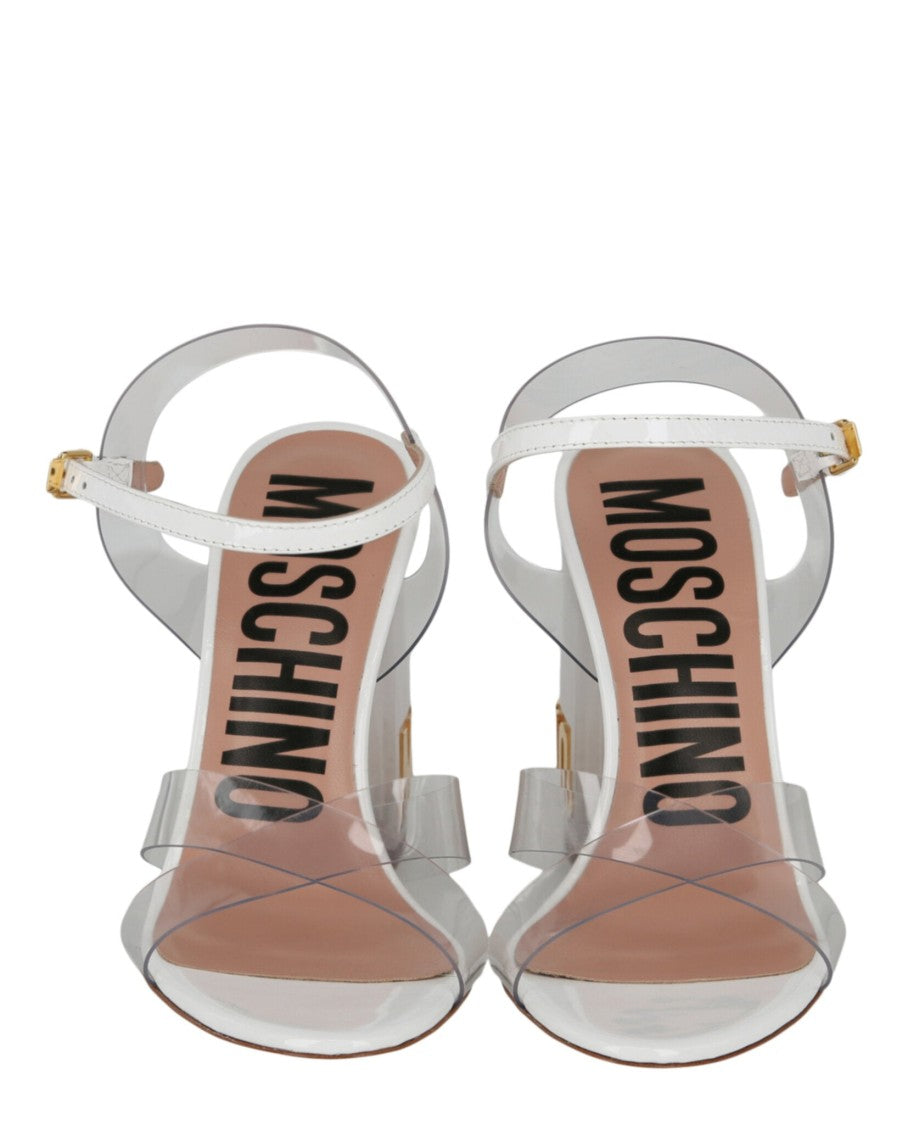 Moschino Transparent Logo Heel Sandals