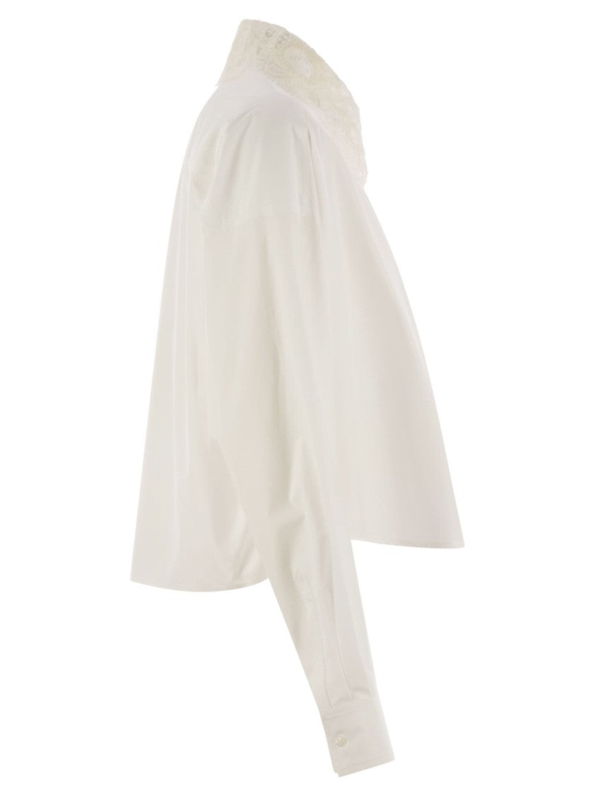 Fabiana Filippi Cropped Shirt With Lace Collar