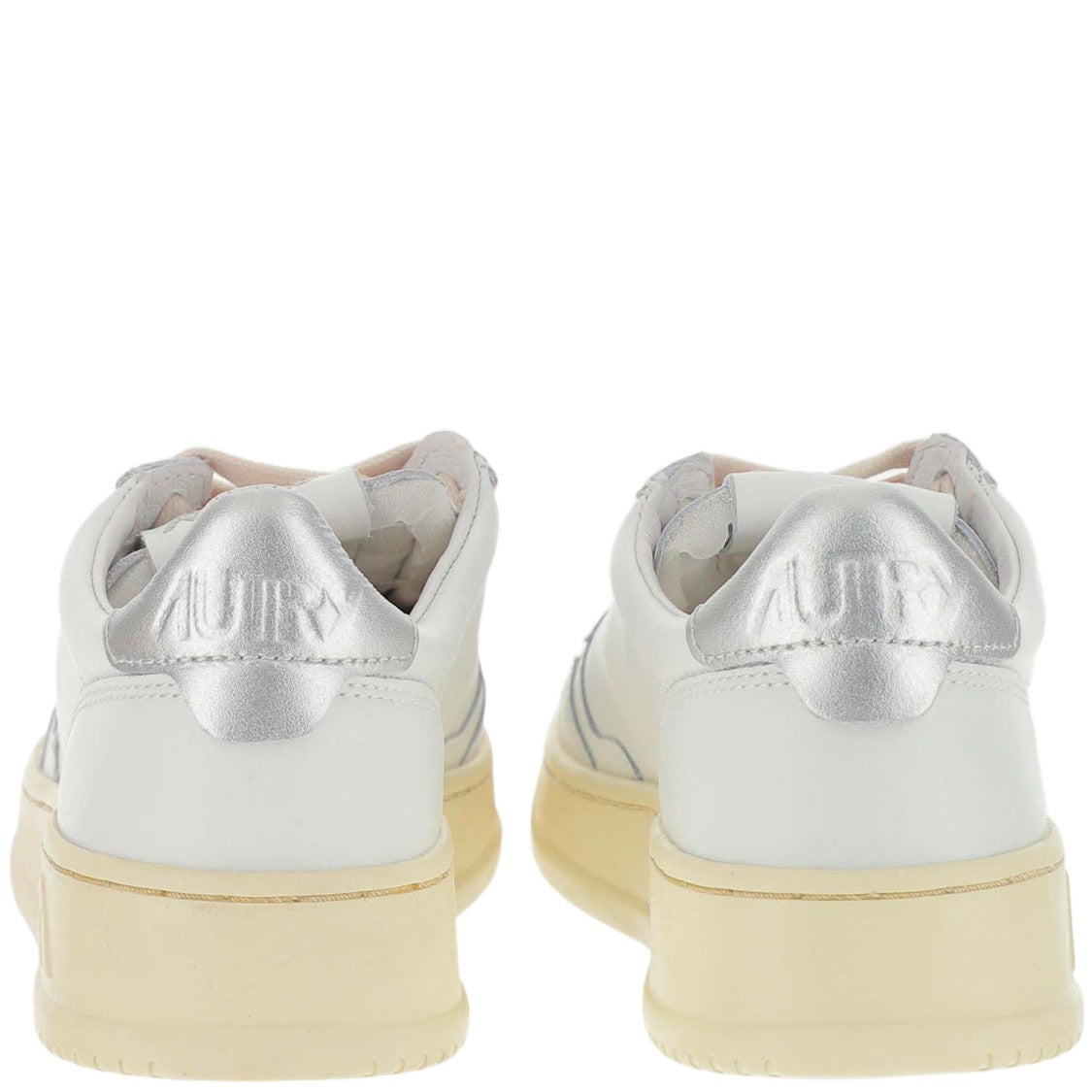 Autry Leather Trainers With Front Lacing And Metallic Heel Tab