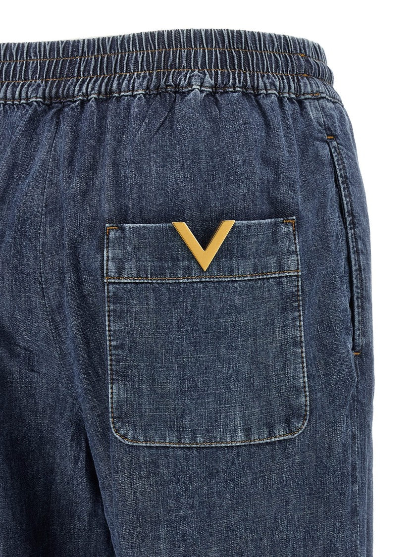 Valentino Garavani Wide Flared Chambray Denim Jeans