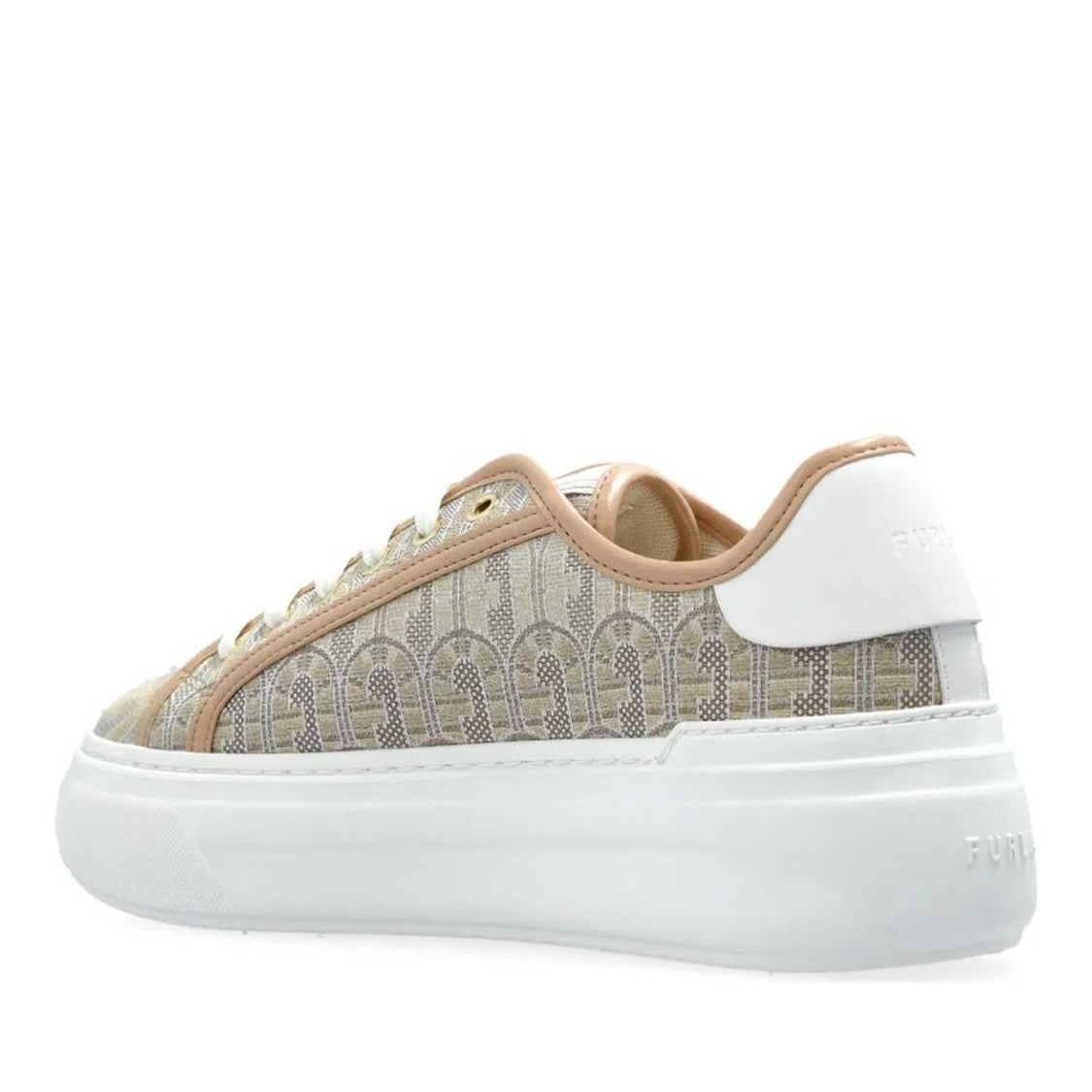 Furla Nuage Beige Patterned Geometric Platform Sneakers