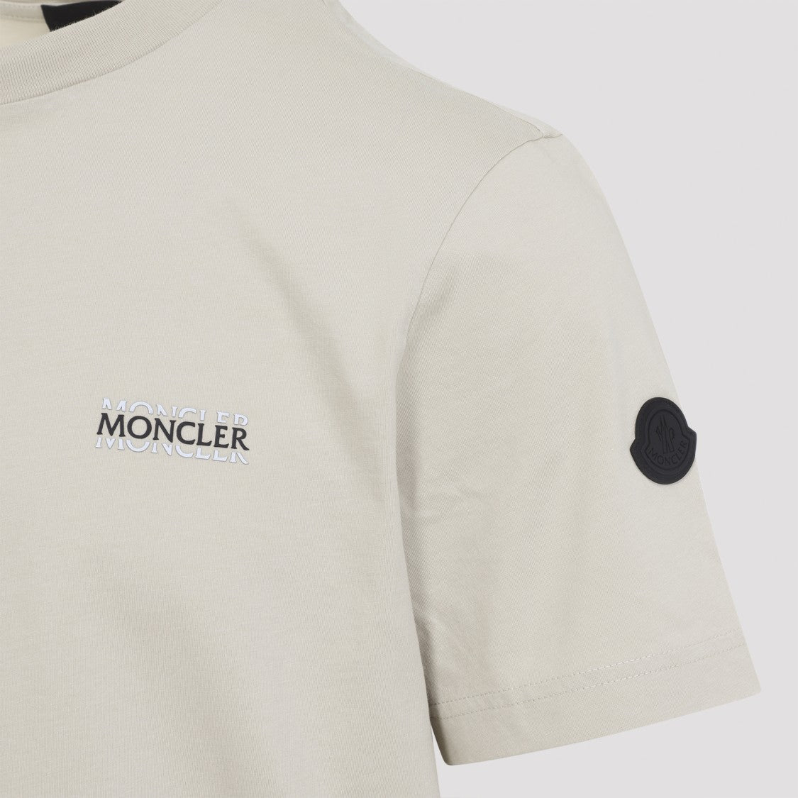 Moncler Light Grey Cotton Jersey T-Shirt With Signature Detailing