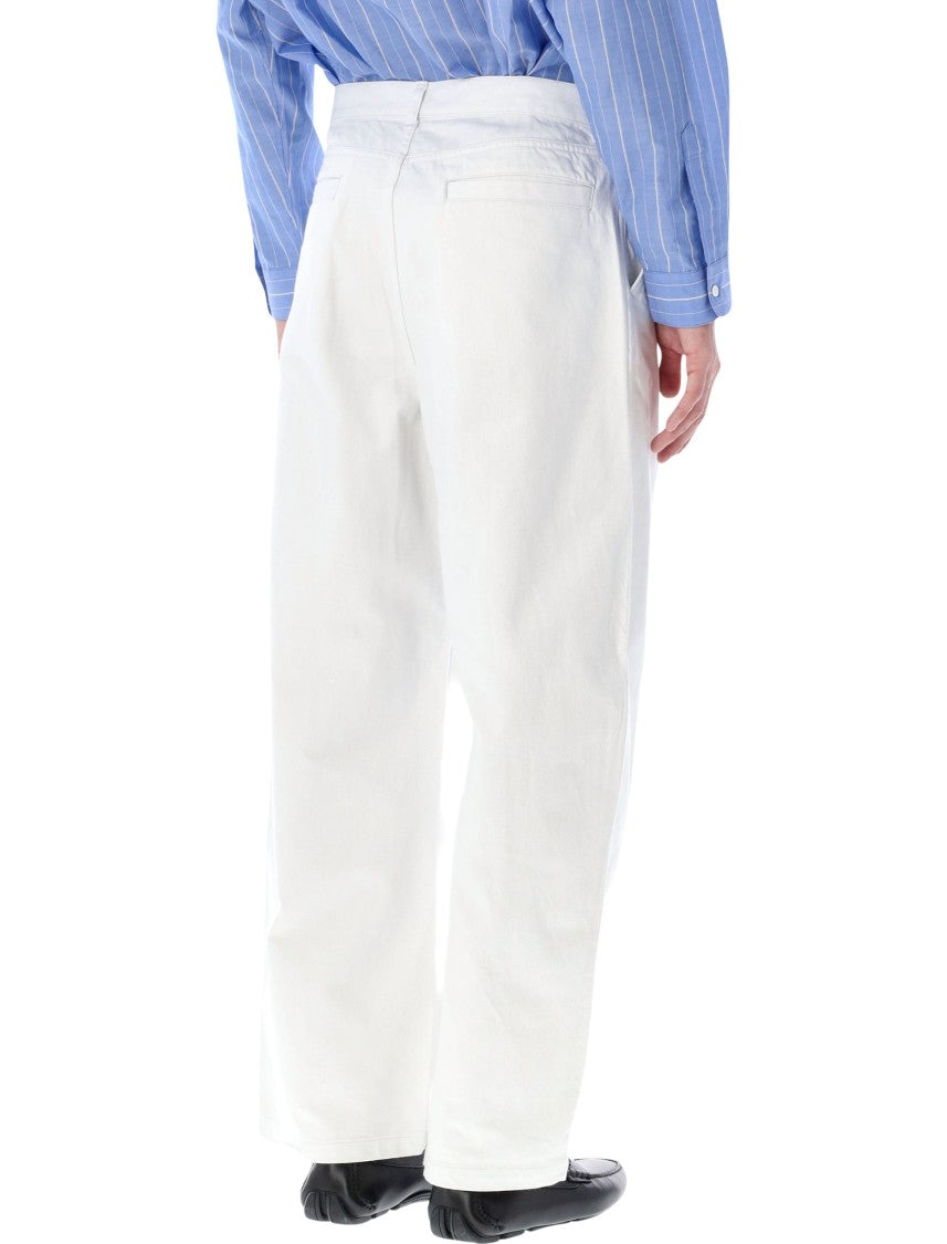 Still By Hand High Waist White Denim Trousers