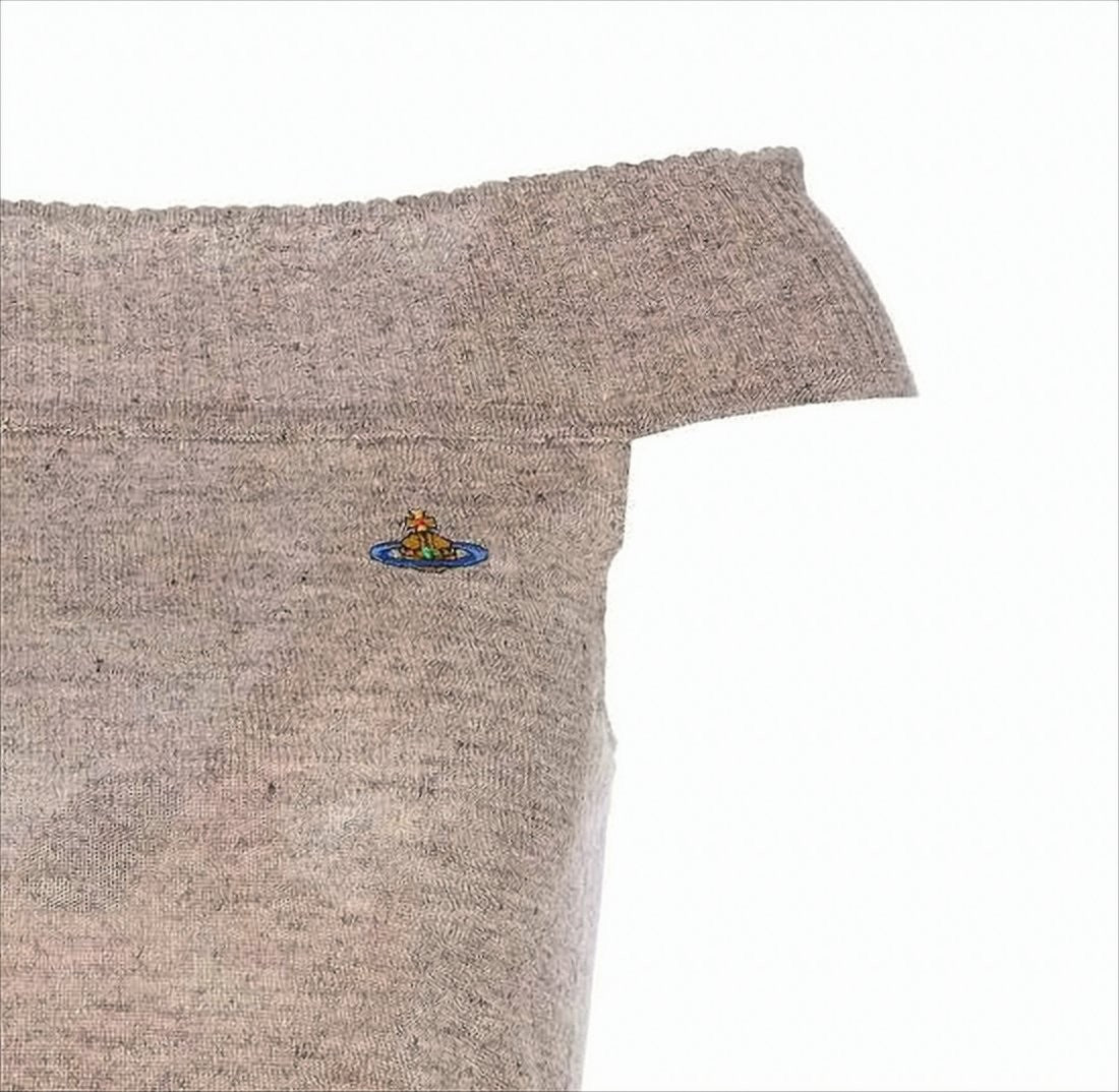 Vivienne Westwood Off-The-Shoulder Textured Linen Sleeveless Top With Embroidered Emblem