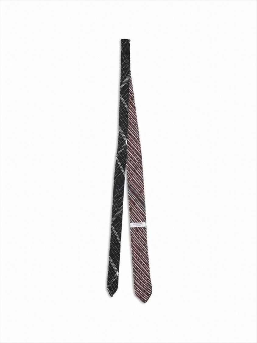 Thom Browne Dual-Pattern Slim Silk Tie