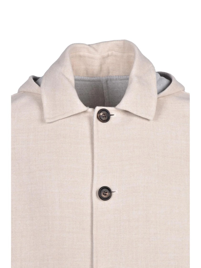 Eleventy Beige/Grey Reversible Wool Coat