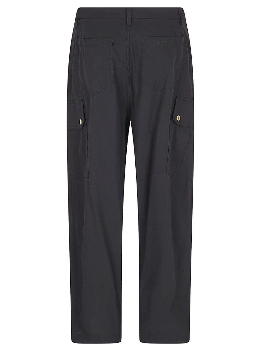 Pinko Cotton Twill Trousers With Crinkled Texture And Utility Pockets