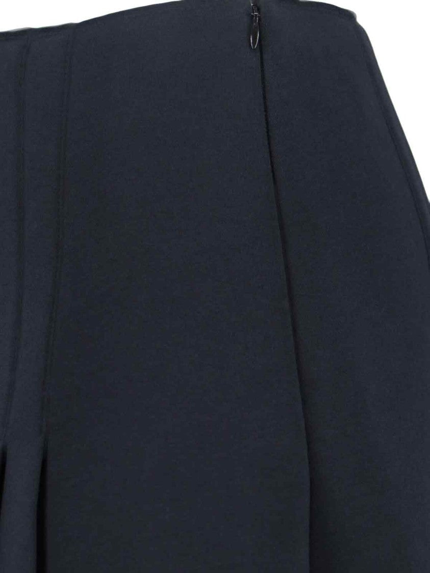 Marni Pleated Midi Skirt With Logo Patch – Blue