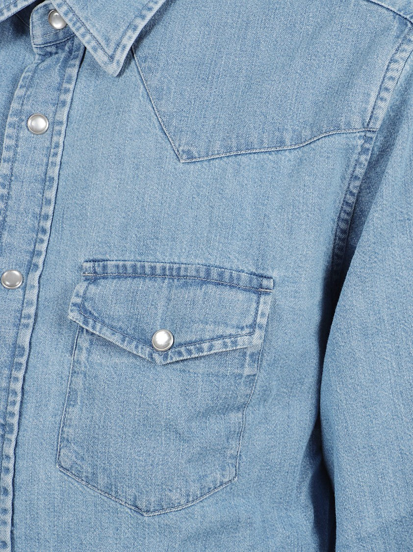 Tom Ford Light Blue Denim Shirt With Classic Collar