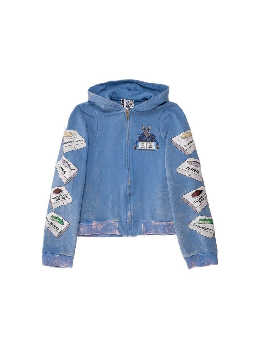 Natasha Zinko Muscle Zip-Up Hoodie - Blue